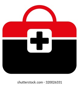Medical Kit vector icon. Style is bicolor flat symbol, intensive red and black colors, rounded angles, white background.