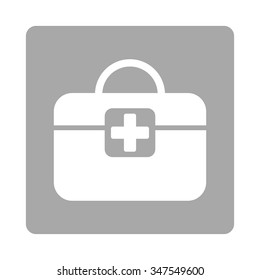 Medical Kit vector icon. Style is flat rounded square button, white and silver colors, white background.