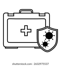 Medical Kit with Virus Protection Symbol representing protection against viruses or germs.
