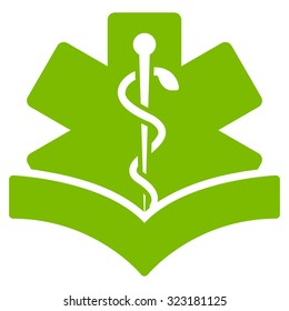 Medical Knowledge vector icon. Style is flat symbol, eco green color, rounded angles, white background.