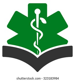 Medical Knowledge vector icon. Style is bicolor flat symbol, green and gray colors, rounded angles, white background.