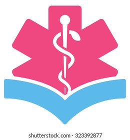 Medical Knowledge vector icon. Style is bicolor flat symbol, pink and blue colors, rounded angles, white background.