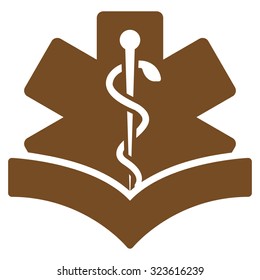 Medical Knowledge vector icon. Style is flat symbol, brown color, rounded angles, white background.