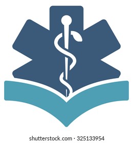 Medical Knowledge vector icon. Style is bicolor flat symbol, cyan and blue colors, rounded angles, white background.