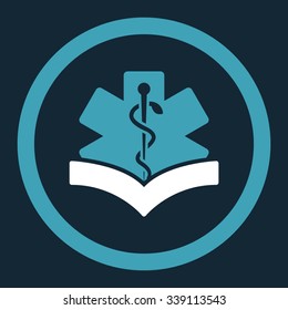 Medical Knowledge vector icon. Style is bicolor flat rounded symbol, blue and white colors, rounded angles, dark blue background.
