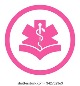 Medical Knowledge vector icon. Style is flat rounded symbol, pink color, rounded angles, white background.