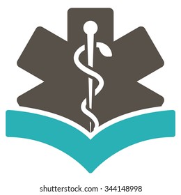 Medical Knowledge vector icon. Style is bicolor flat symbol, grey and cyan colors, rounded angles, white background.