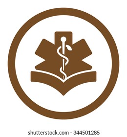 Medical Knowledge vector icon. Style is flat rounded symbol, brown color, rounded angles, white background.