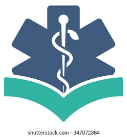Medical Knowledge vector icon. Style is bicolor flat symbol, cobalt and cyan colors, rounded angles, white background.