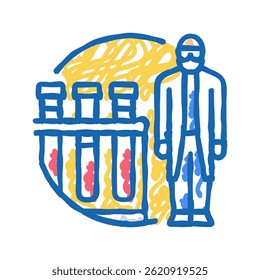 assistente de laboratório médico amostras ícone doodle esboço vetor. assistente de laboratório médico amostras sinal. símbolo isolado ilustração