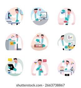 Ilustração do vetor de fundo do laboratório médico. Conjunto 2