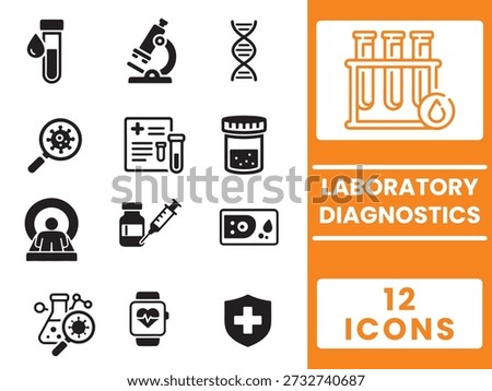 Medical Lab and Diagnostics Flat Icons – Microscope, DNA and Lab Tests
