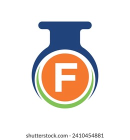 Medical Lab Logo combine with letter F vector template