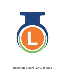 Medical Lab Logo combine with letter L vector template