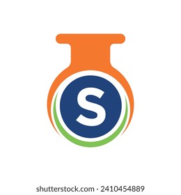 Medical Lab Logo combine with letter S vector template