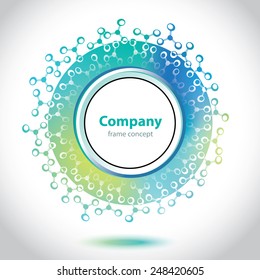 Medical laboratory circle element - Science and Research - cells and molecules - chemical formulas - stock vector