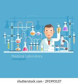 Laboratório Médico Conceptual. Ilustração vetorial.