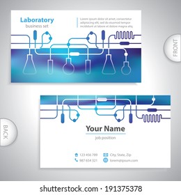 Medical Laboratory Facilities - Business Card - Science Research - Flasks And Test Tubes - Company Presentation - Stock Vector