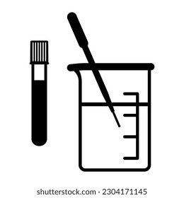 Medical laboratory glassware equipment icon, scientific research concept