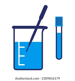 Medical laboratory glassware equipment icon, scientific research concept