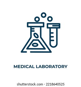 Icono de laboratorio médico. Ilustración vectorial lineal. Esbozar vector de icono de laboratorio médico. Símbolo de línea delgada para uso en aplicaciones web y móviles, logotipo, medios impresos.
