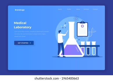 Medical laboratory illustration landing page. Illustration for websites, landing pages, mobile applications, posters and banners.