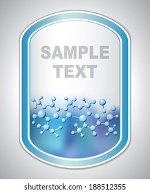 Medical laboratory label - Science and Research - Universal sticker - cells and molecules - Universal element - vector graphics - Blue-violet version