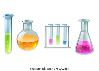 Laboratorio médico con muchas cosas necesarias Ilustración Vectora plana, aislada sobre fondo blanco. ilustración vectorial de equipos químicos y médicos.