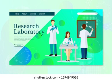 Medical laboratory research with science glass est tube vector illustration concept, people por chemiceal liquid , can use for, landing page, template, ui, web, mobile app, poster, banner, flyer