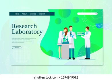 Medical laboratory research with science glass est tube vector illustration concept, people por chemiceal liquid , can use for, landing page, template, ui, web, mobile app, poster, banner, flyer