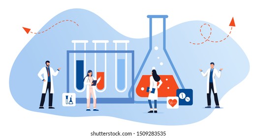 Medical laboratory research with science glass tube vector illustration concept. Laboratory diagnosis research. science equipment. medical consultation and support. experiments in science laboratory