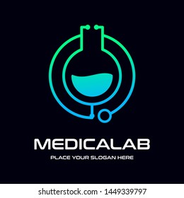 Medical laboratory vector logo template with Stethoscope symbol.