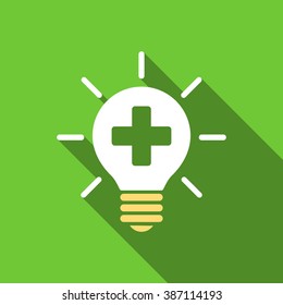 Medical Lamp long shadow vector icon. Style is a flat symbol with rounded angles on a green square symbol.