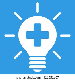 Medical Lamp vector icon. Style is flat symbol, white color, rounded angles, blue background.