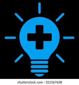 Medical Lamp vector icon. Style is flat symbol, blue color, rounded angles, black background.