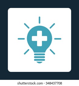 Medical Lamp vector icon. Style is flat rounded square button, blue and white colors, dark blue background.