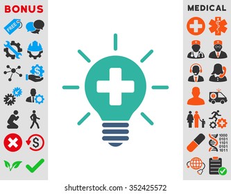 Medical Lamp vector icon. Style is bicolor flat symbol, cobalt and cyan colors, rounded angles, white background.