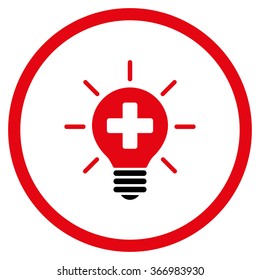 Medical Lamp vector icon. Style is bicolor flat circled symbol, intensive red and black colors, rounded angles, white background.