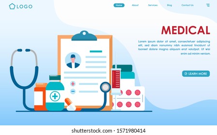 Medical landing page website illustration vector flat design 