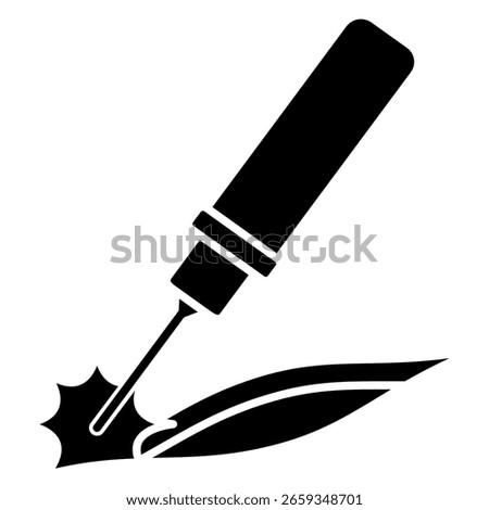 Medical laser icon represented by laser, Black Filled style.