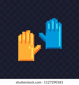 Medical latex glove. Protective gloves pixel art icon. Isolated vector flat illustration. Design for stickers, logo and mobile app. Game assets 8-bit sprite.