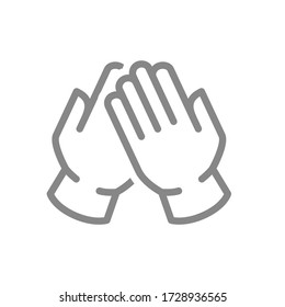 Medical latex gloves line icon. Hand disinfection, infection prevention symbol