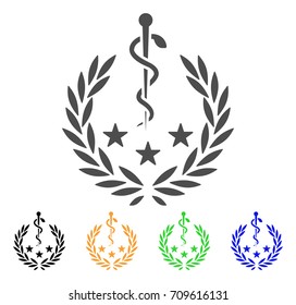 Medical Laurel Wreath vector icon. Style is a flat graphic symbol in grey, black, yellow, blue, green color variants. Designed for web and mobile apps.