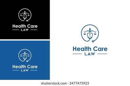 Medical law logo design. health care consultant logo vector illustration. legal consulting 