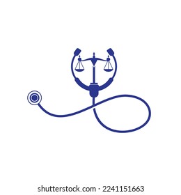 Medical law vector logo design template. Stethoscope with law scale icon vector design.