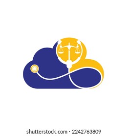 Medical law vector logo design template. Stethoscope with law scale icon vector design.