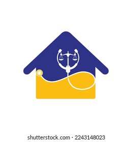 Medical law vector logo design template. Stethoscope with law scale icon vector design.