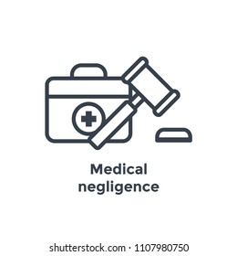 Medical Lawsuit icon with legal imagery showing medical malpractice - outline style