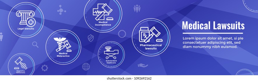 Medical Lawsuits - Pharmaceutical, Negligence, And Medical Malpractice Icon Set