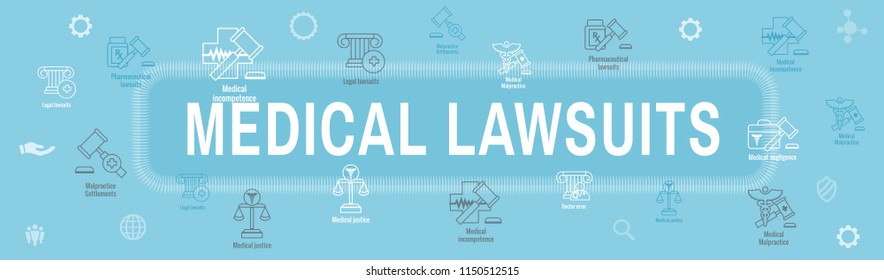 Medical Lawsuits With Pharmaceutical, Negligence, And Medical Malpractice Icon Set